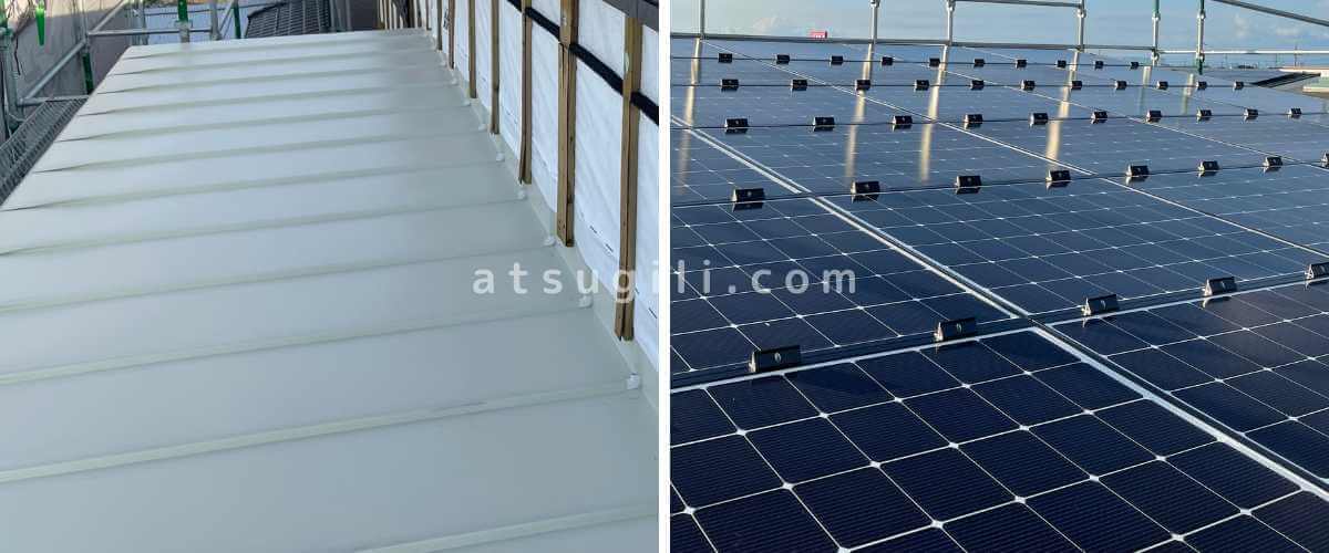 一条工務店の屋根材／ガルバリウム鋼板と屋根一体型太陽光パネル